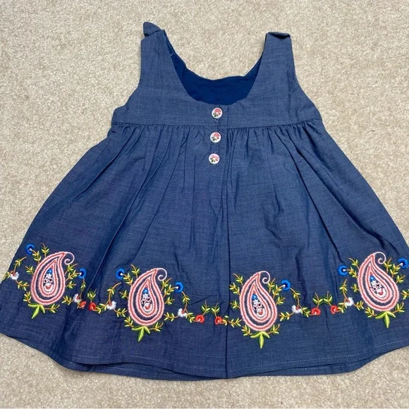 Janie and Jack NWT blue sleeveless embroidered fit and flare dress sz 3-6 months - Picture 5 of 8